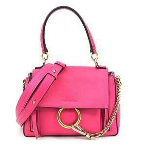 Chloe Faye Leather Shoulder Bag Pink